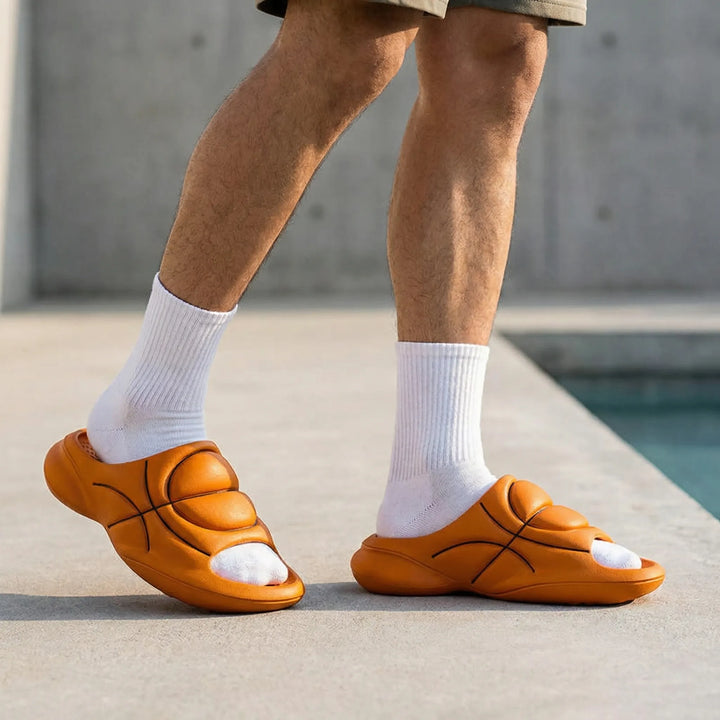 Slippers heren | Basketbal slides met dikke zool en comfort