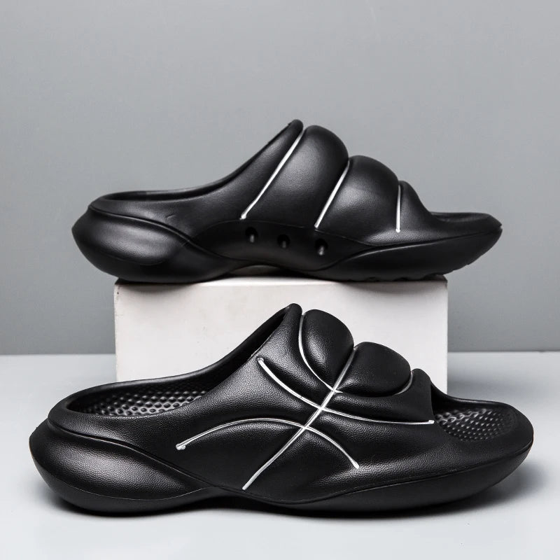 Slippers heren | Basketbal slides met dikke zool en comfort