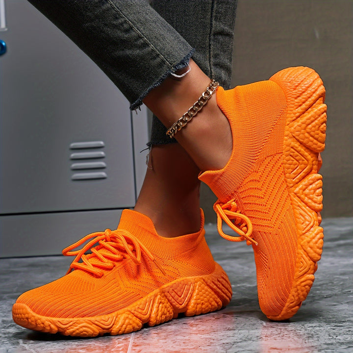 Sneakers | Oranje sneakers met ademend knit design