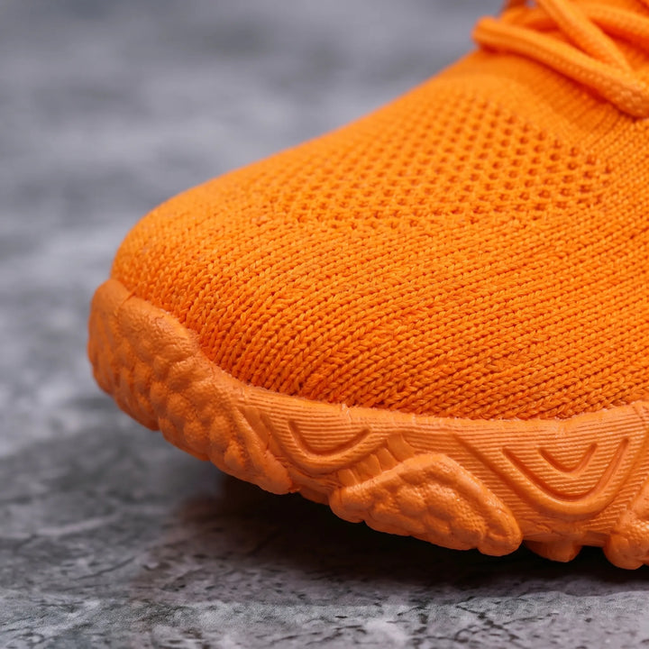 Sneakers | Oranje sneakers met ademend knit design