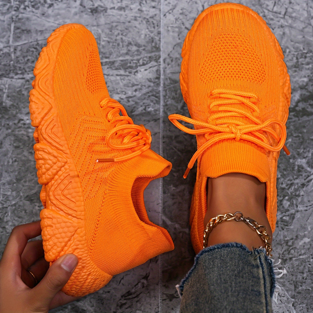 Sneakers | Oranje sneakers met ademend knit design