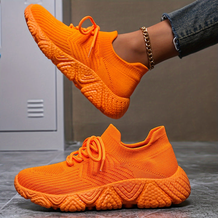 Sneakers | Oranje sneakers met ademend knit design