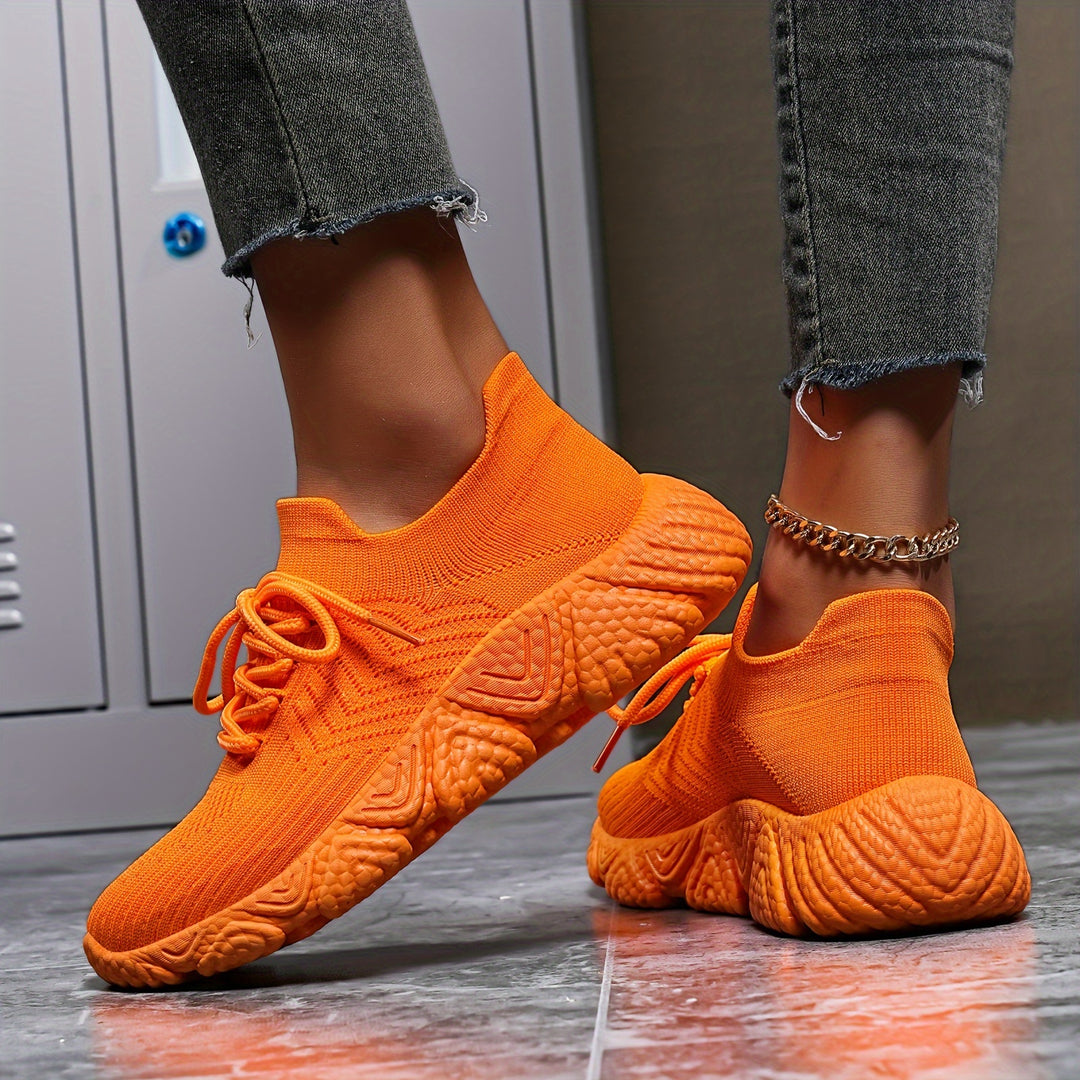Sneakers | Oranje sneakers met ademend knit design
