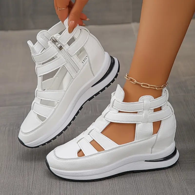 Sneakers dames | Open hoge sneakers met sleehak