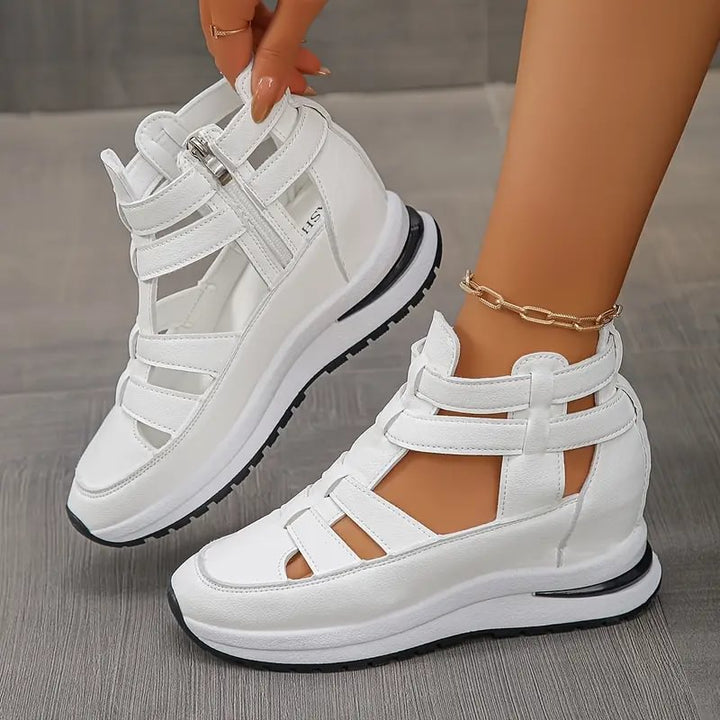 Sneakers dames | Open hoge sneakers met sleehak