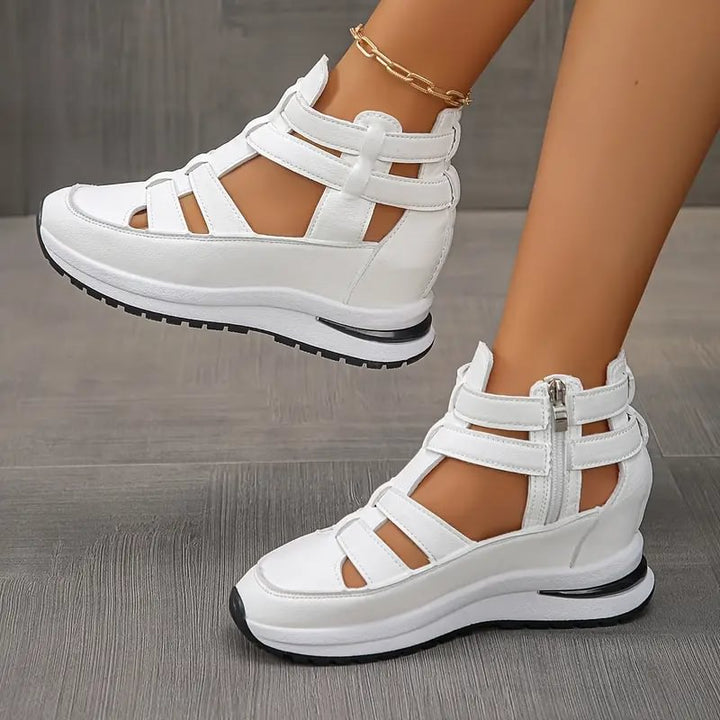 Sneakers dames | Open hoge sneakers met sleehak