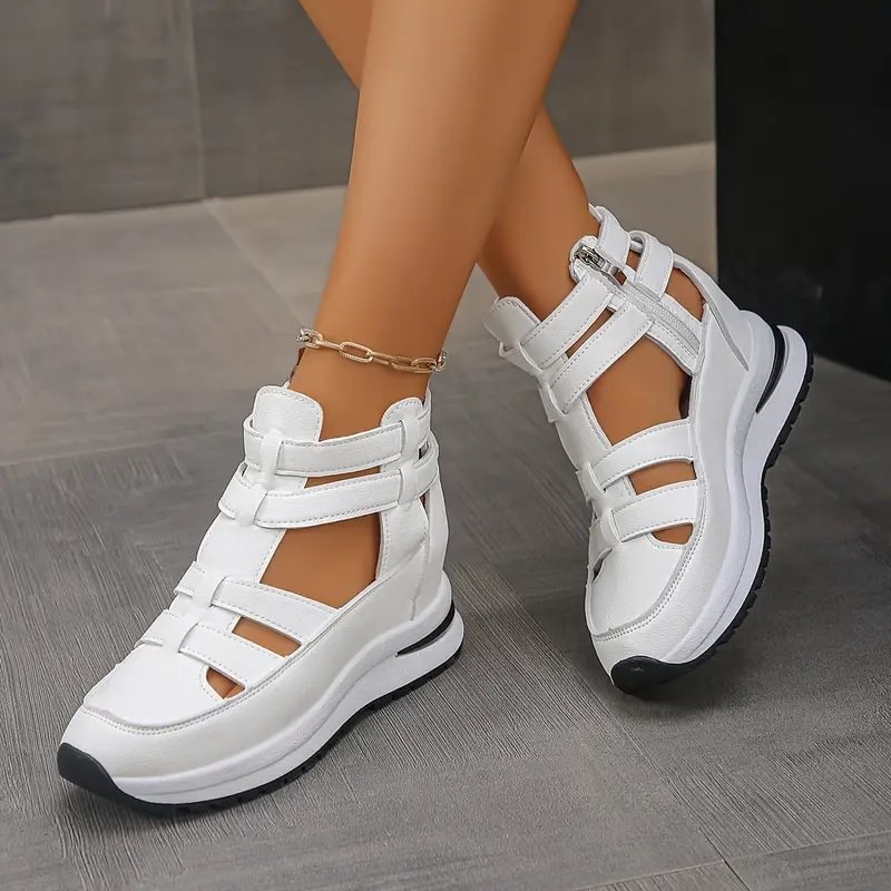 Sneakers dames | Open hoge sneakers met sleehak
