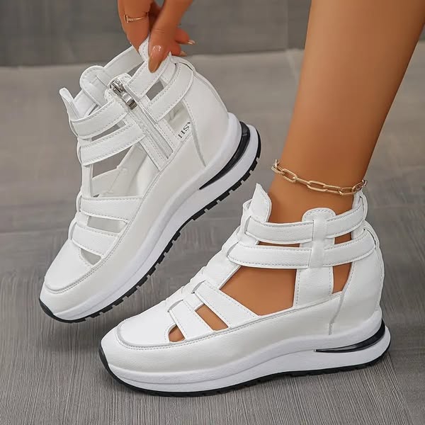 Sneakers dames | Open hoge sneakers met sleehak