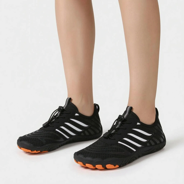 Sneakers dames | Zwart sportief model met flexibele zool