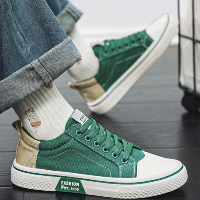 Sneakers heren | Casual canvas sneakers met veters