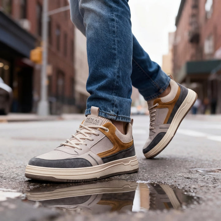 Sneakers heren | Lage schoenen met veters en chunky zool