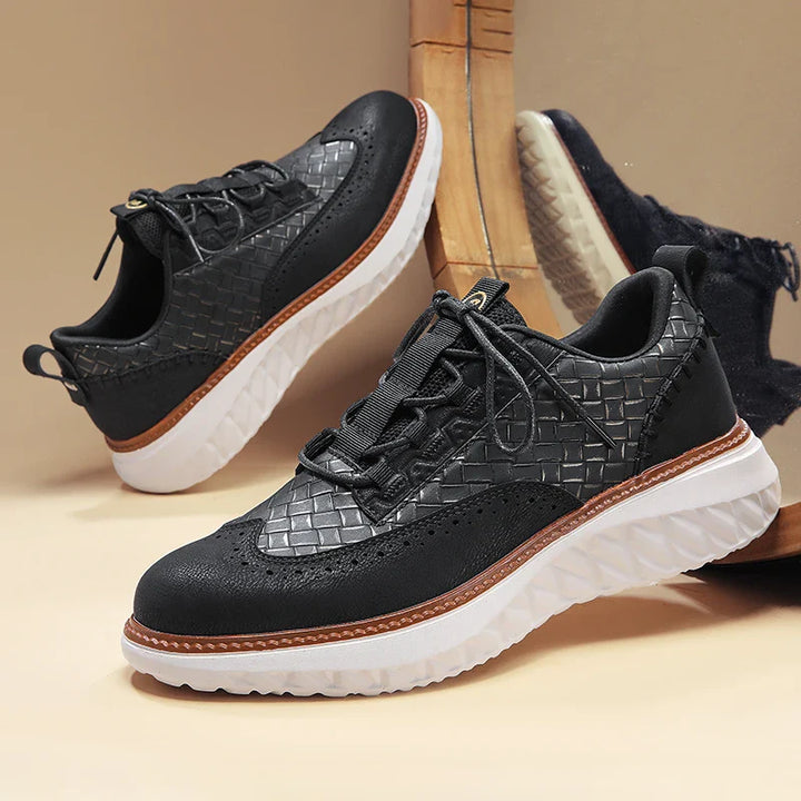 Sneakers heren | Oxford sneaker met reliëf en dempende zool
