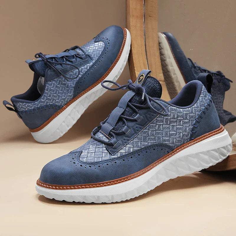 Sneakers heren | Oxford sneaker met reliëf en dempende zool