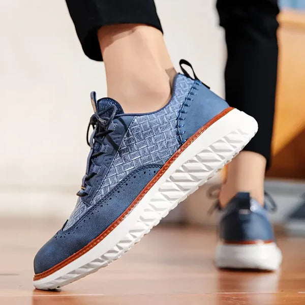 Sneakers heren | Oxford sneaker met reliëf en dempende zool