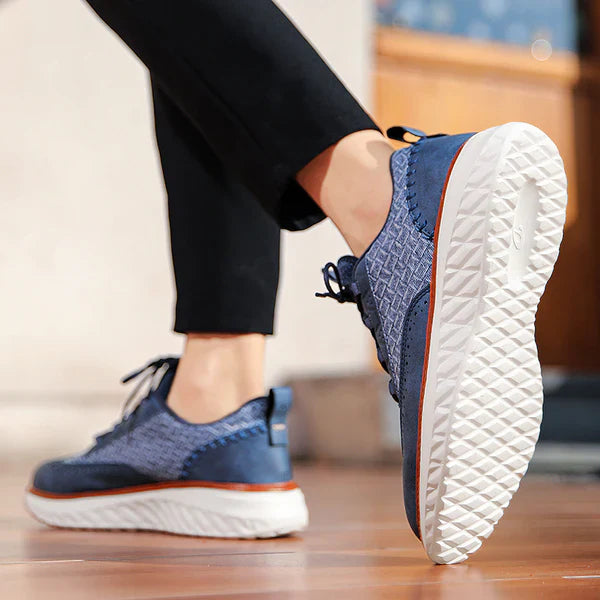 Sneakers heren | Oxford sneaker met reliëf en dempende zool