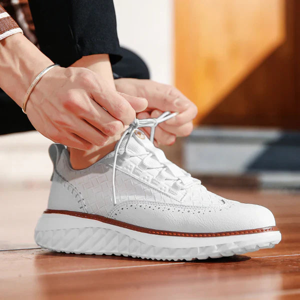 Sneakers heren | Oxford sneaker met reliëf en dempende zool