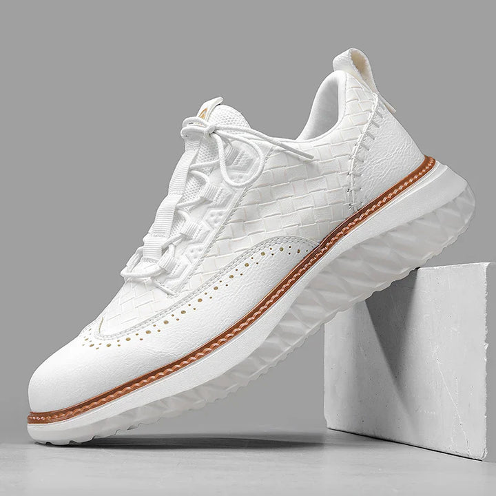 Sneakers heren | Oxford sneaker met reliëf en dempende zool