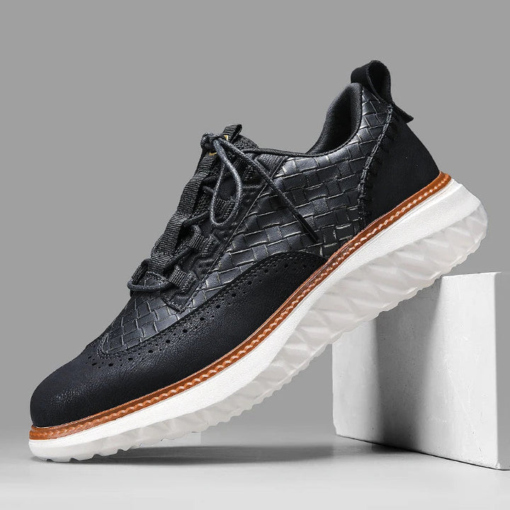 Sneakers heren | Oxford sneaker met reliëf en dempende zool