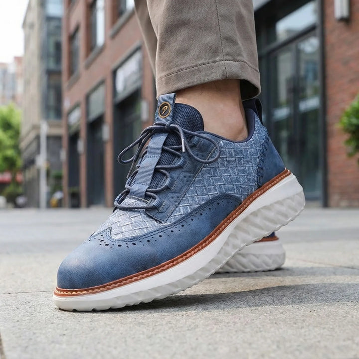 Sneakers heren | Oxford sneaker met reliëf en dempende zool