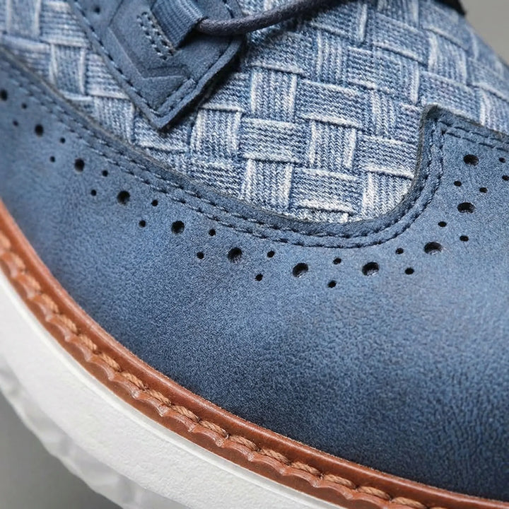 Sneakers heren | Oxford sneaker met reliëf en dempende zool