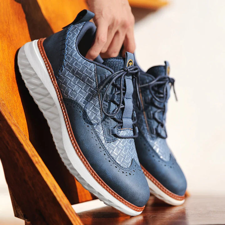Sneakers heren | Oxford sneaker met reliëf en dempende zool