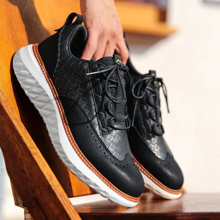 Sneakers heren | Oxford sneaker met reliëf en dempende zool