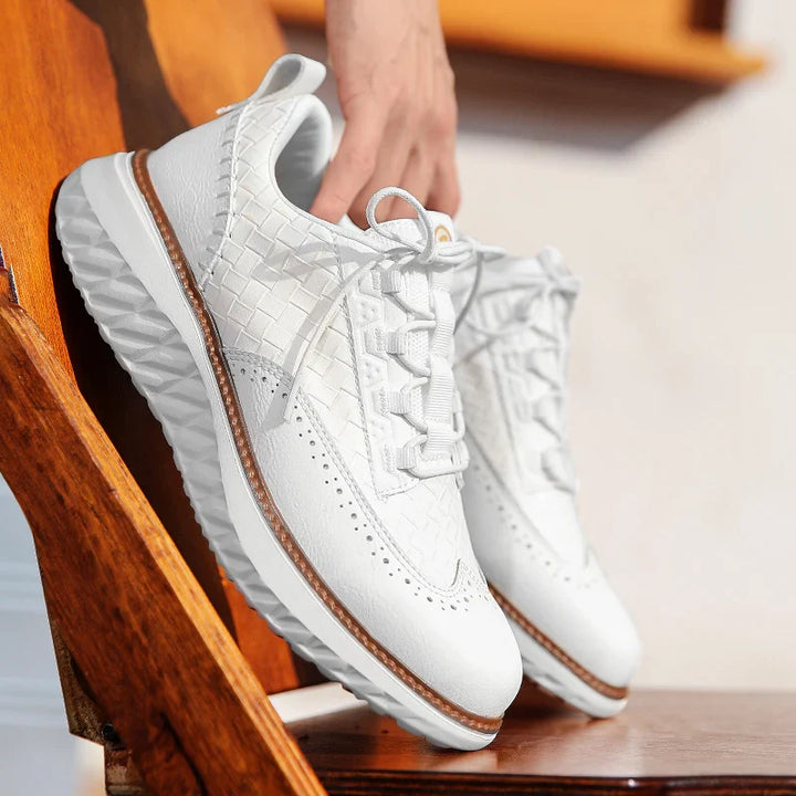Sneakers heren | Oxford sneaker met reliëf en dempende zool