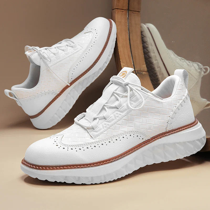 Sneakers heren | Oxford sneaker met reliëf en dempende zool