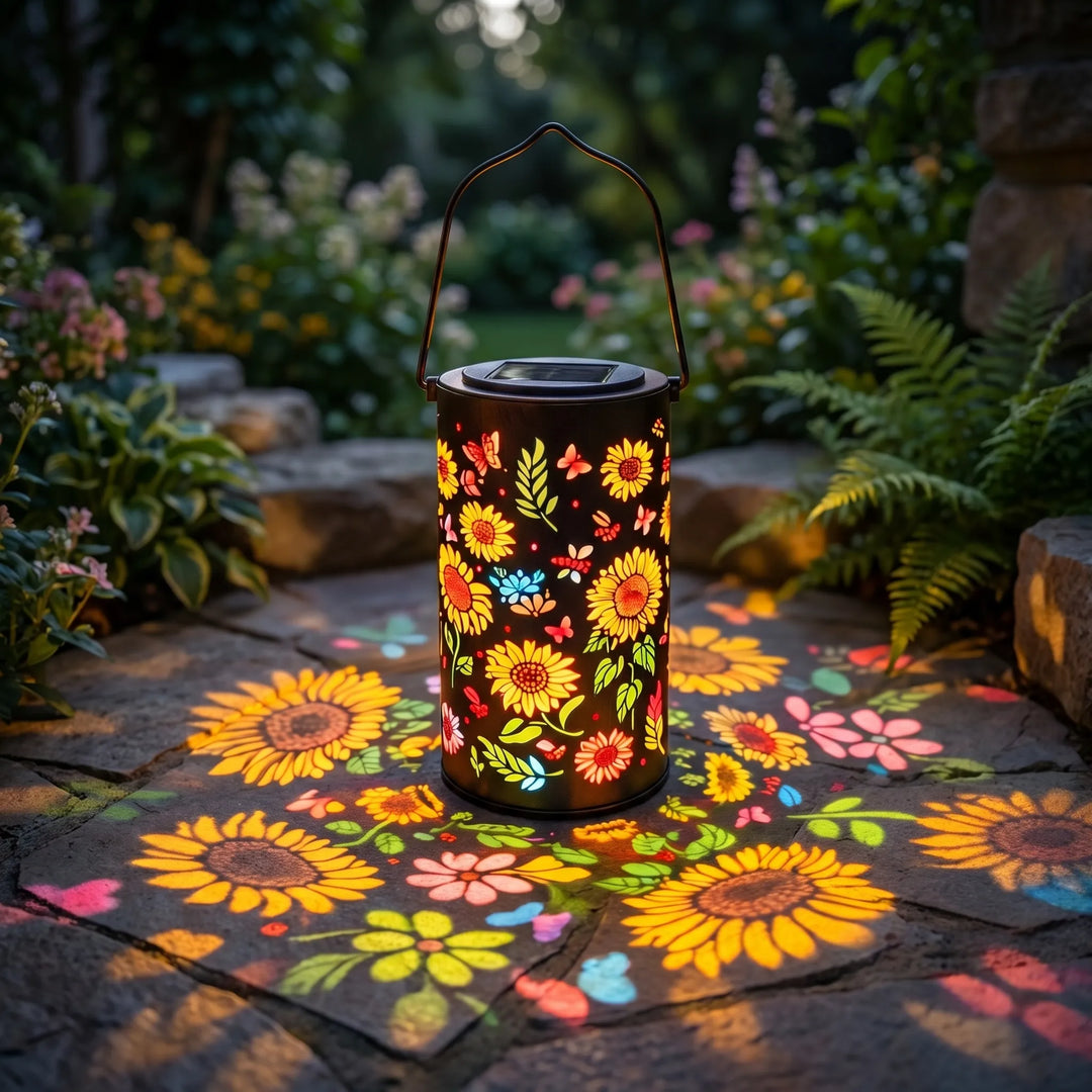 Solar lamp tuin | Zonne energie lamp met bloemen projectie