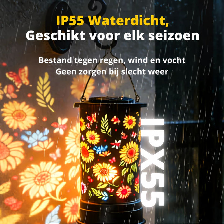 Solar lamp tuin | Zonne energie lamp met bloemen projectie