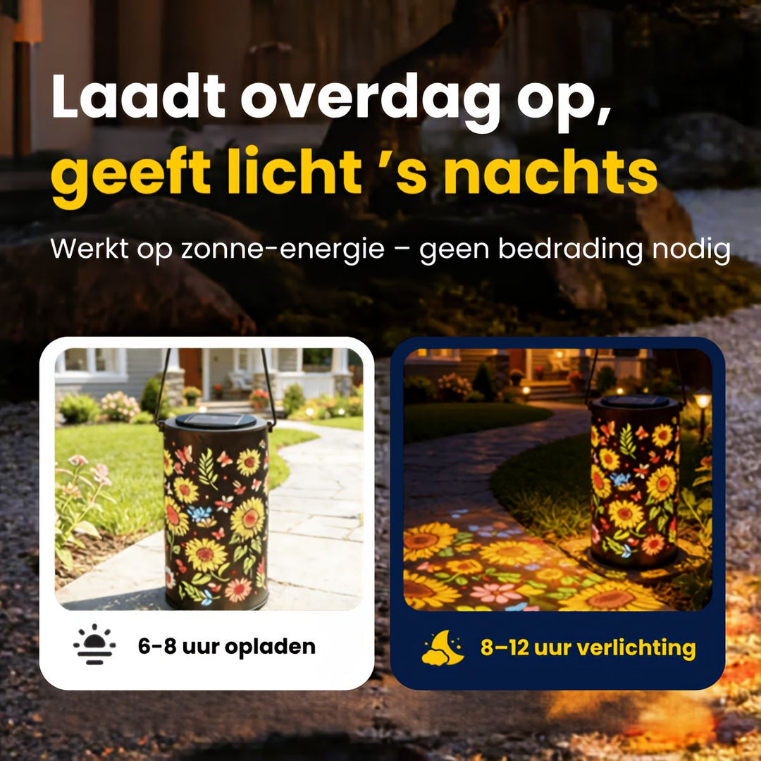 Solar lamp tuin | Zonne energie lamp met bloemen projectie
