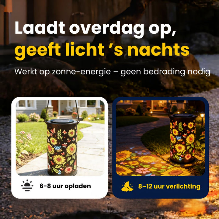 Solar lamp tuin | Zonne energie lamp met bloemen projectie