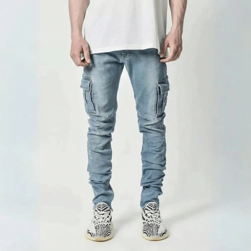 Spijkerbroek heren | Slim fit cargo jeans met stretch en zakken