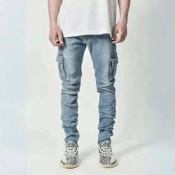 Spijkerbroek heren | Slim fit cargo jeans met stretch en zakken