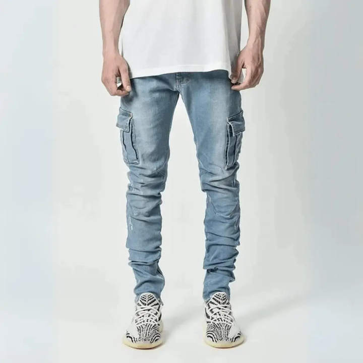 Spijkerbroek heren | Slim fit cargo jeans met stretch en zakken