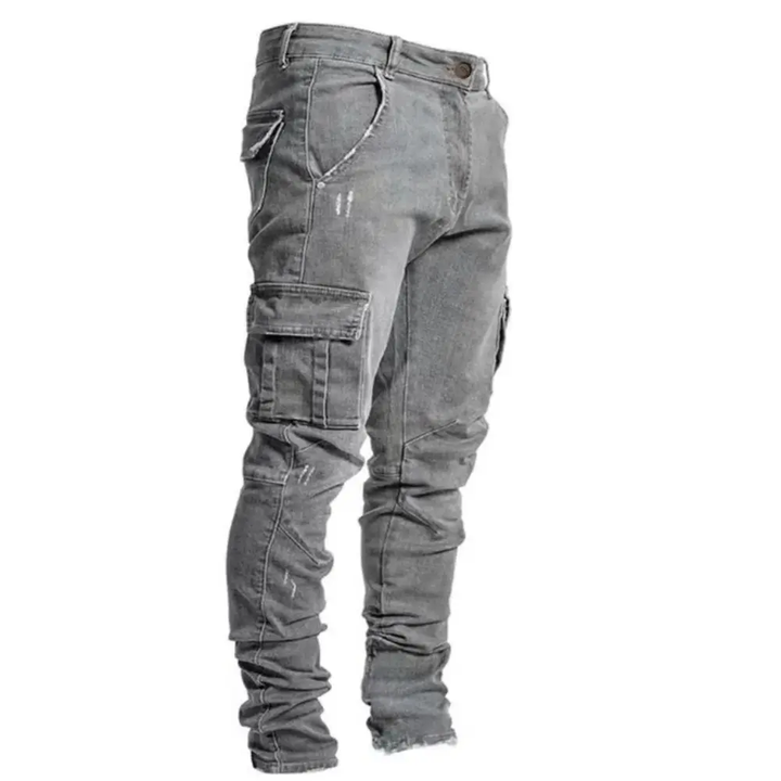 Spijkerbroek heren | Slim fit cargo jeans met stretch en zakken