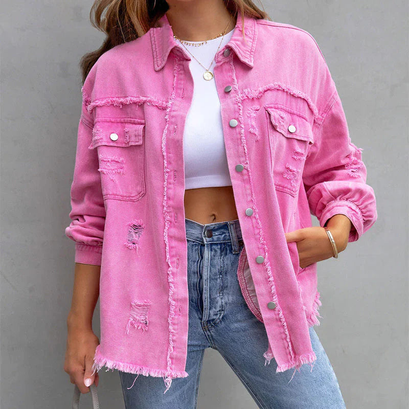 Spijkerjas dames | Cropped met rafelrand