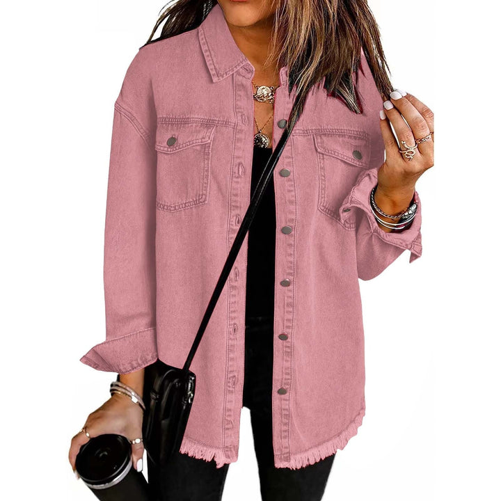 Spijkerjas dames | Denim blouse jas met knopen en regular fit
