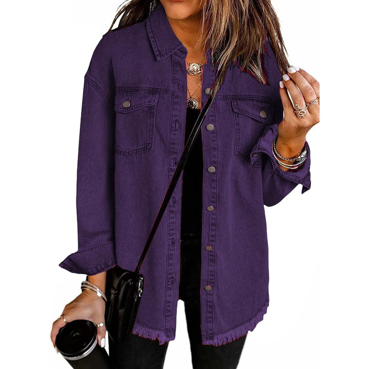 Spijkerjas dames | Denim blouse jas met knopen en regular fit