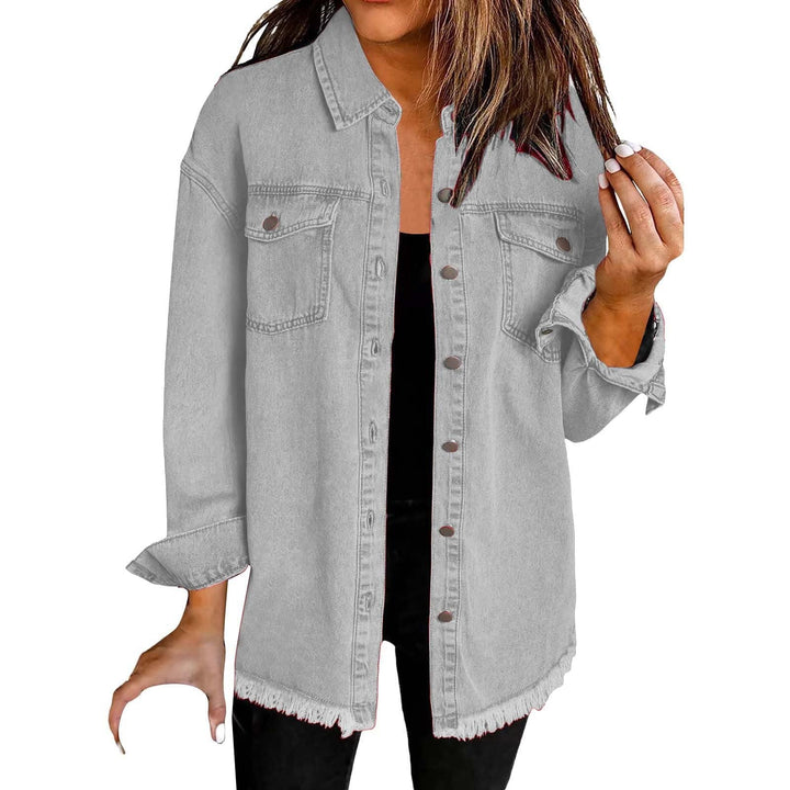 Spijkerjas dames | Denim blouse jas met knopen en regular fit