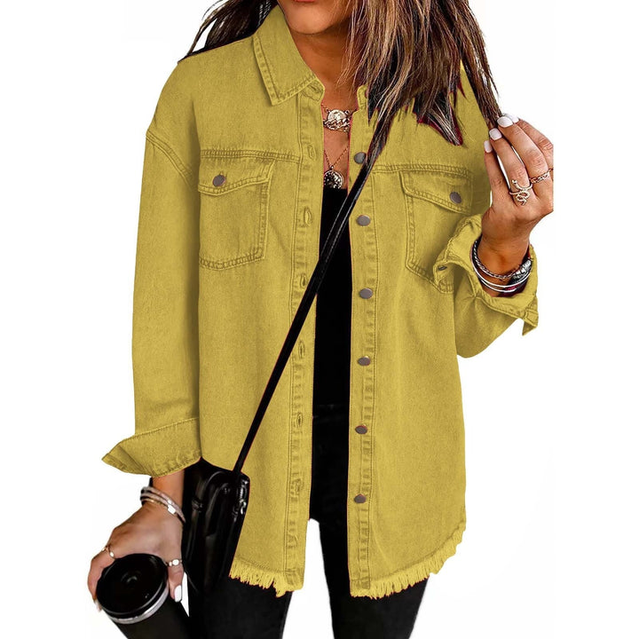 Spijkerjas dames | Denim blouse jas met knopen en regular fit