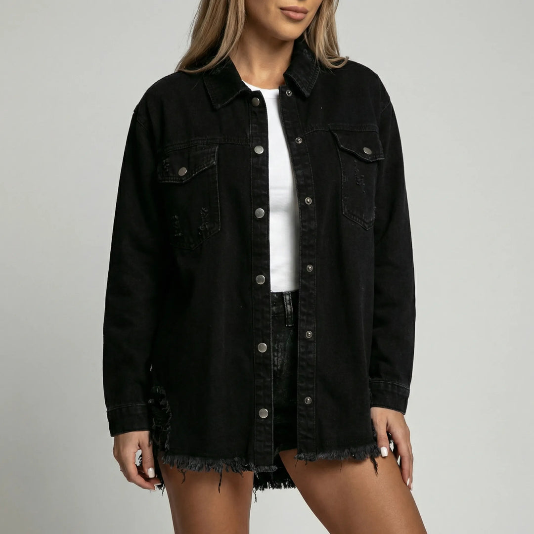 Spijkerjas dames | Oversized denim jasje met knopen