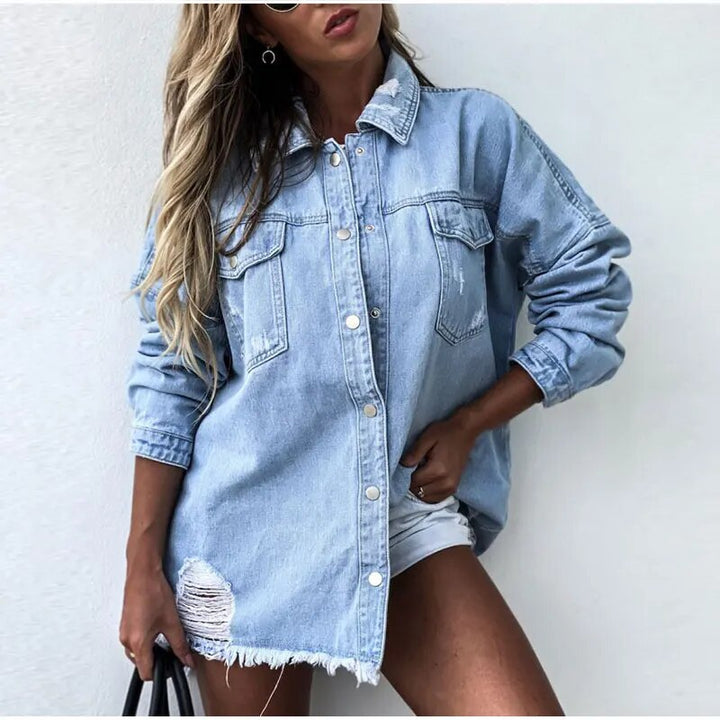 Spijkerjas dames | Oversized denim jasje met knopen
