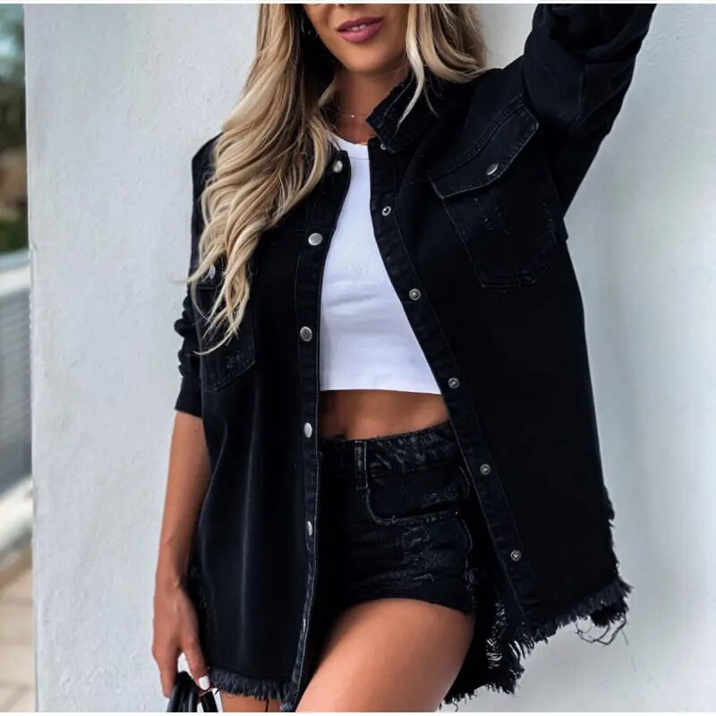 Spijkerjas dames | Oversized denim jasje met knopen