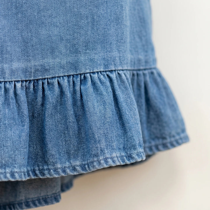 Spijkerjurk dames | Denim jurk met knopen en ruches