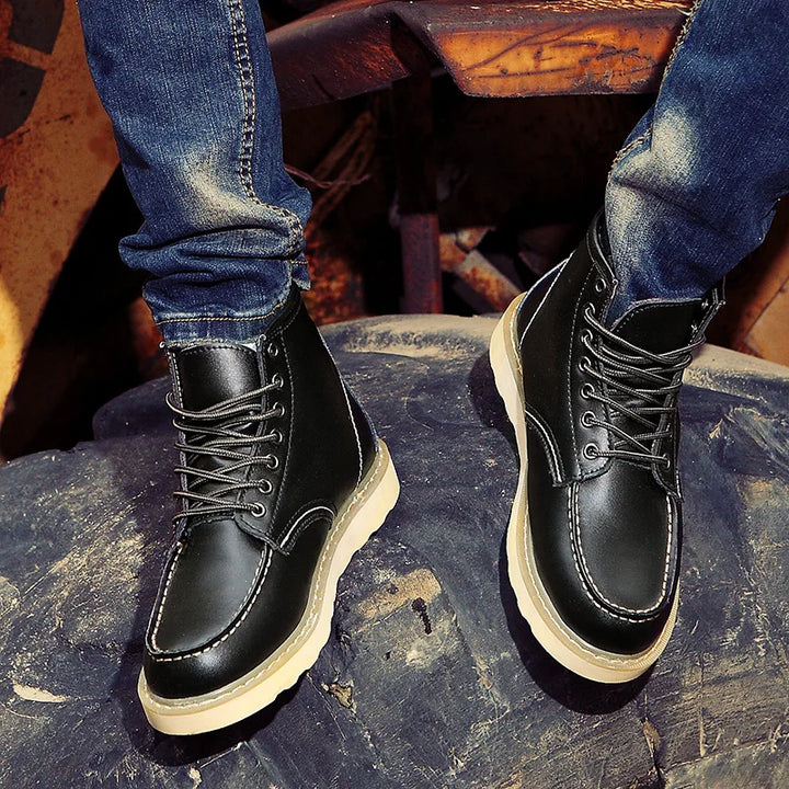 Heren winter boots schoenen met veters en profielzool