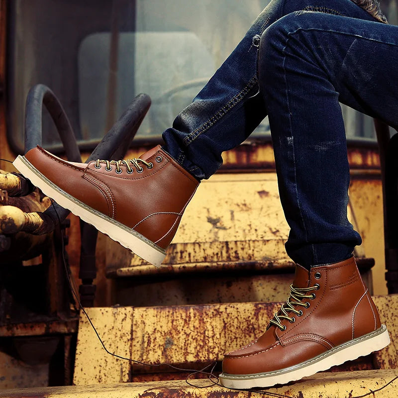 Heren winter boots schoenen met veters en profielzool
