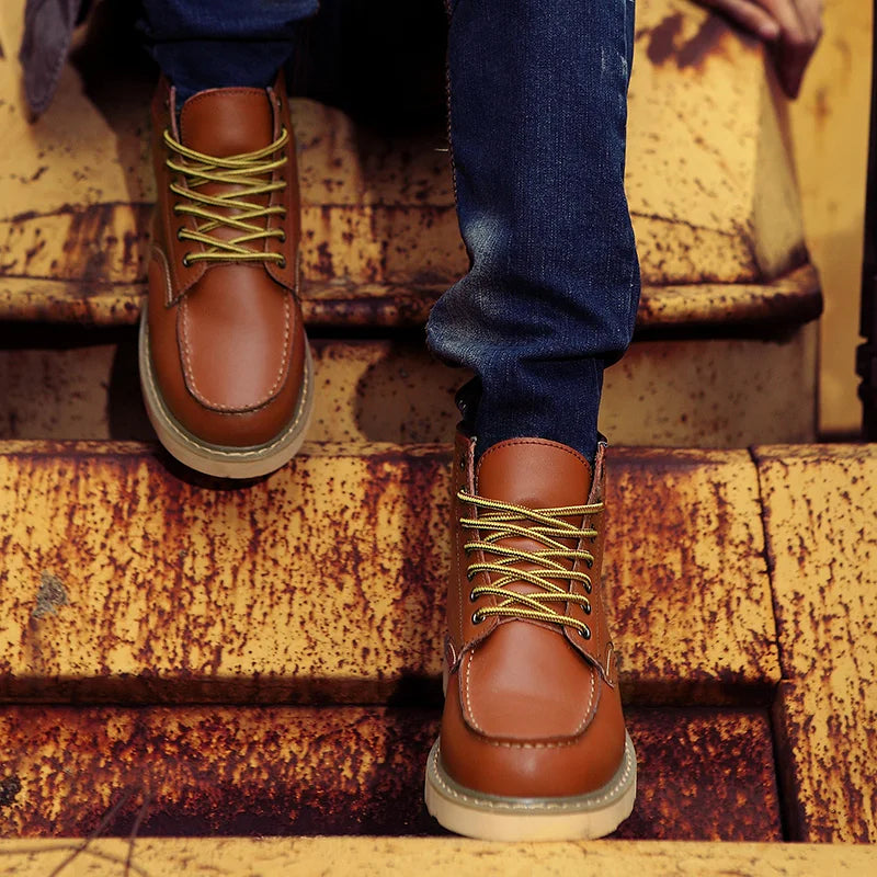 Heren winter boots schoenen met veters en profielzool