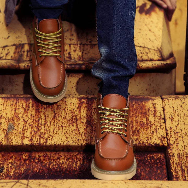 Heren winter boots schoenen met veters en profielzool