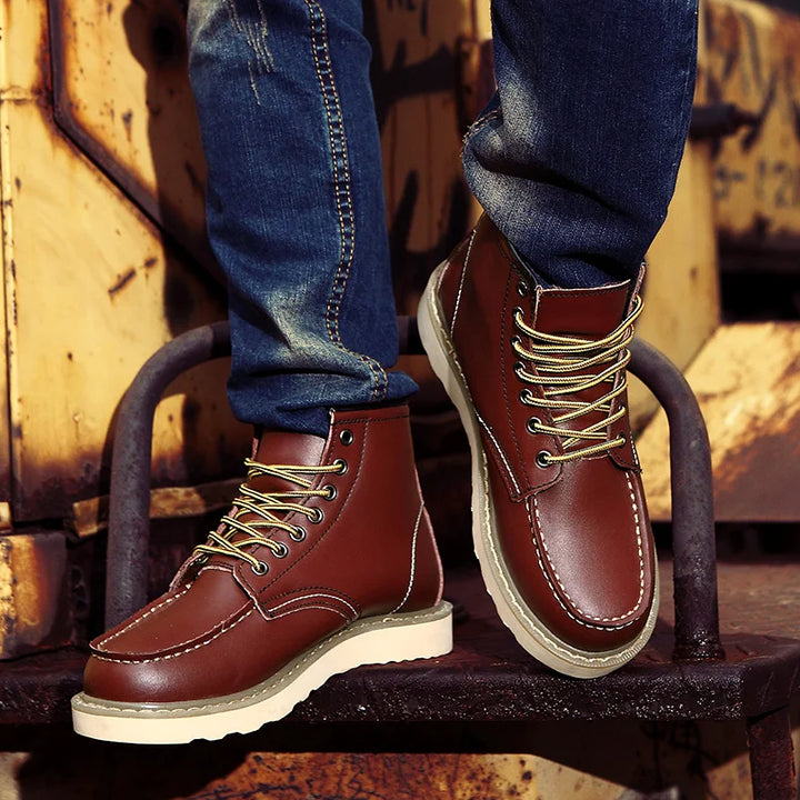 Heren winter boots schoenen met veters en profielzool